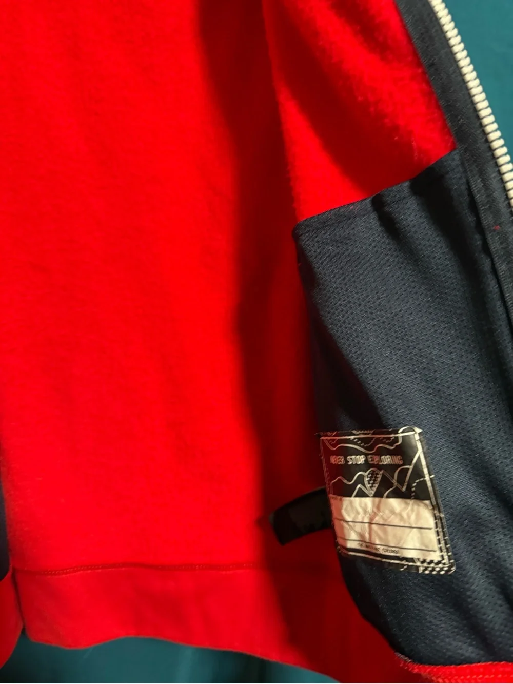 The North Face 2018 Olympic, Red Fleece Hoodie with Navy Star Yoke